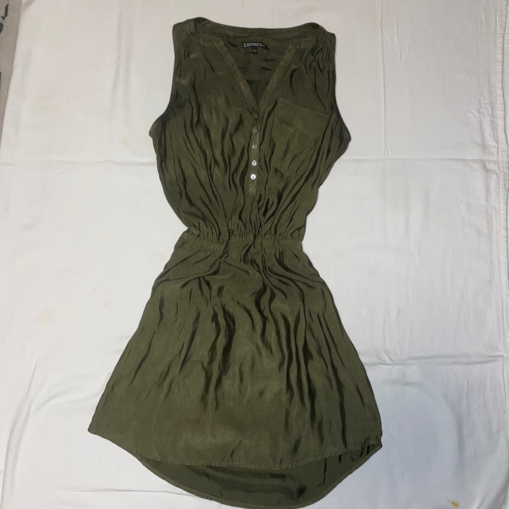 Green Button Up Express Dress XS